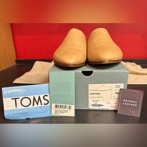 NWT & Box TOMS Jutti Mule Honey Leather Women’s Size 10